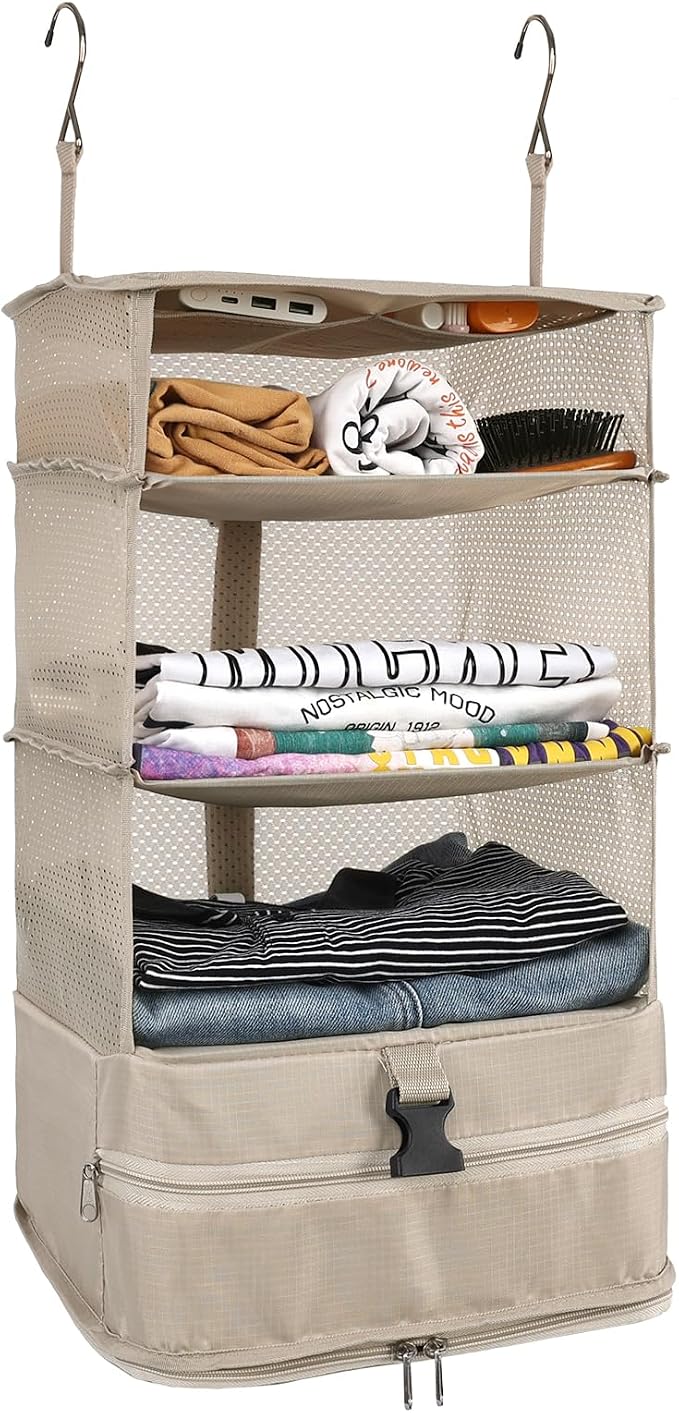 Surblue Hanging Closet Storage Bag Collapsible 3-Shelf Washable Oxford Fabric by SURBLUE
