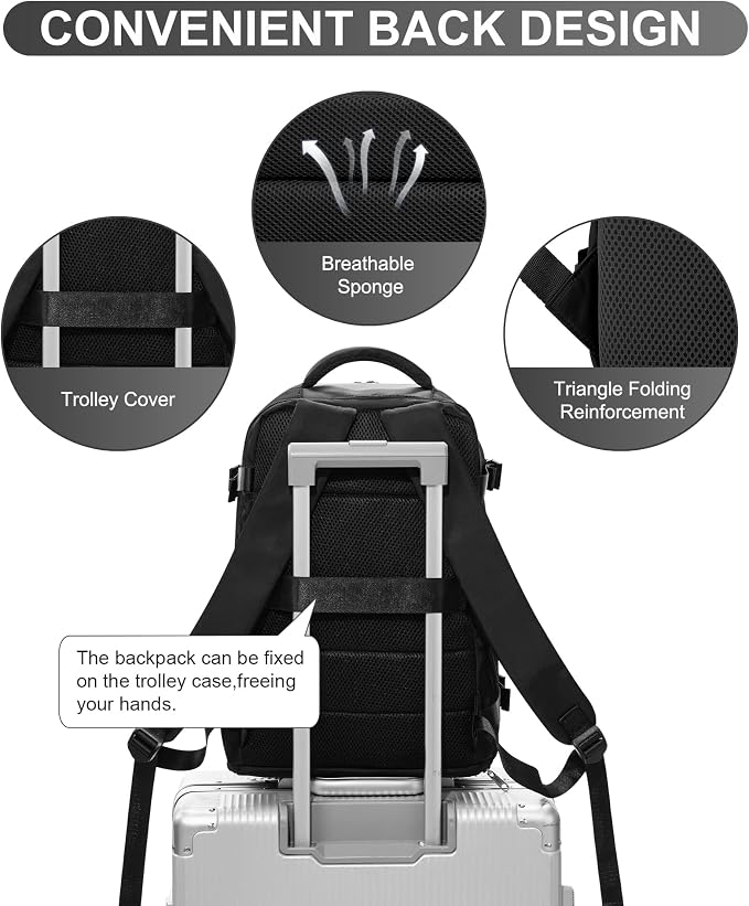 WONHOX Large Travel Backpack Carry on Flight Approved Laptop Work Business - Image 5