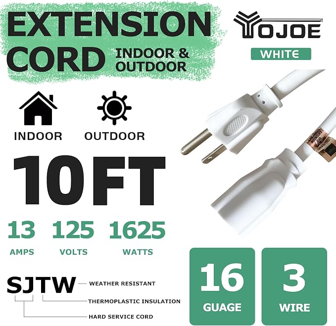 YOJOE Indoor Outdoor Extension Cord, 3 Prong 13A Weatherproof Power Cord - Image 2