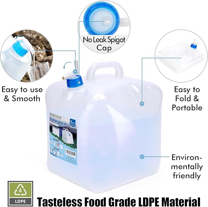 INNO STAGE 2 Pack Collapsible Water Container 2.6 Gallon - Image 7