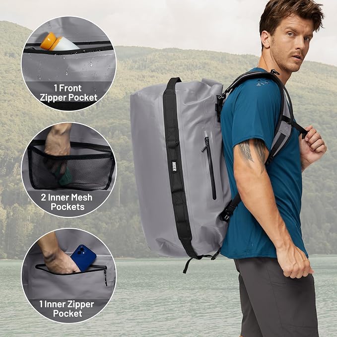 MIER Waterproof Duffel Bag Motorcycle Dry Bag Backpack Large Roll-Top Heavy - Image 3