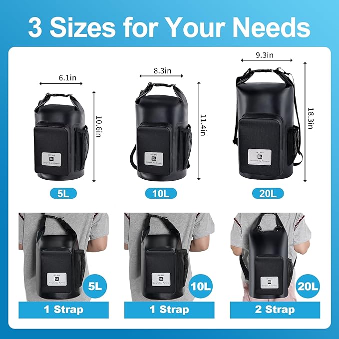 5L Waterproof Dry Bag with Bottle Holder & Mesh Pocket, 500D PVC Tarpaulin Roll - Image 6