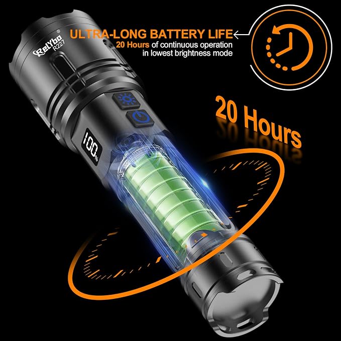 Relybo Rechargeable Flashlights High Lumens, LED Flashlight 100000 Lumens - Image 8