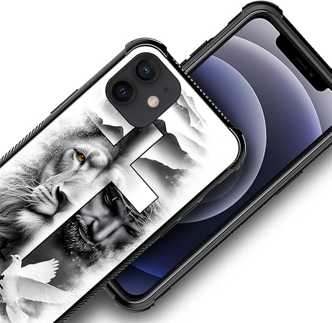 for iPhone 12 Mini Case, Lion Cross Jesus Christ Dove Pattern Made of Soft - Image 2