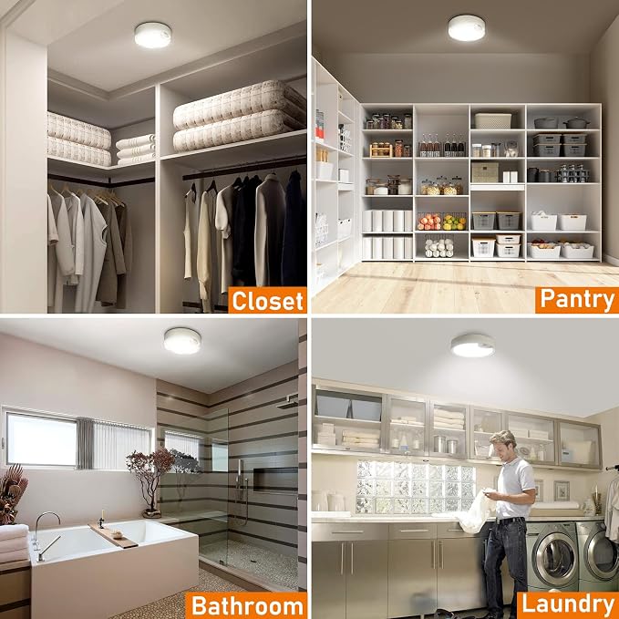 TOOWELL Motion Sensor Ceiling Light Battery Operated Indoor/Outdoor LED Ceiling - Image 5