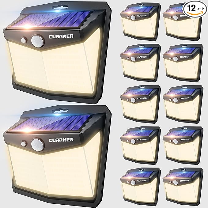 CLAONER Solar Lights Outdoor, Motion Sensor Lights 3 Working Modes by Claoner
