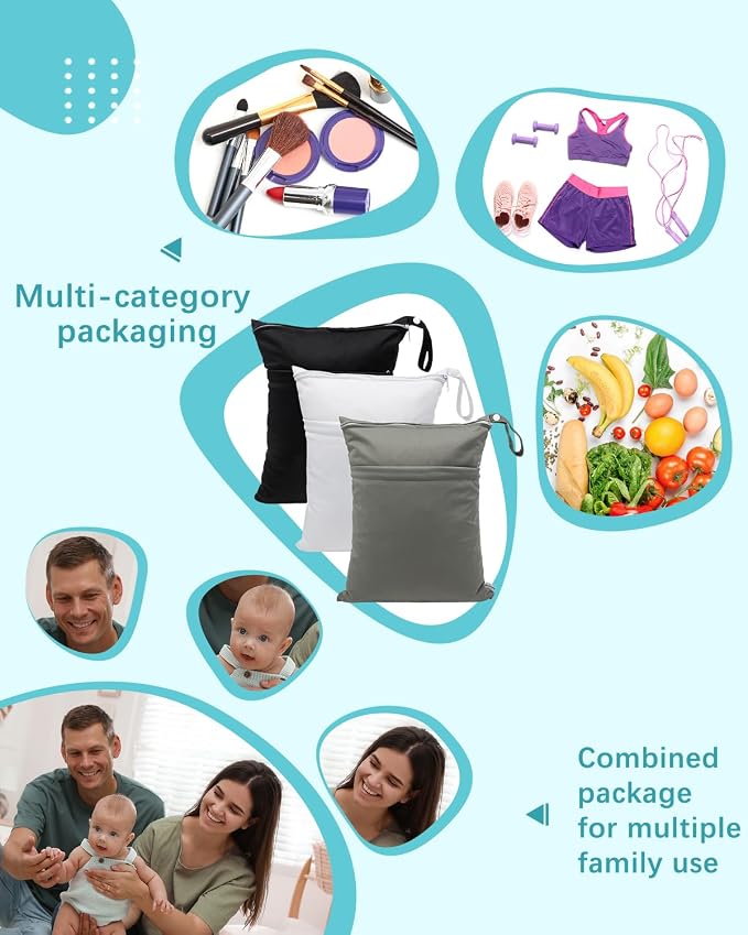 babygoal Wet Dry Bags 3 Pack, Waterproof Reusable Travel Bags - Image 5