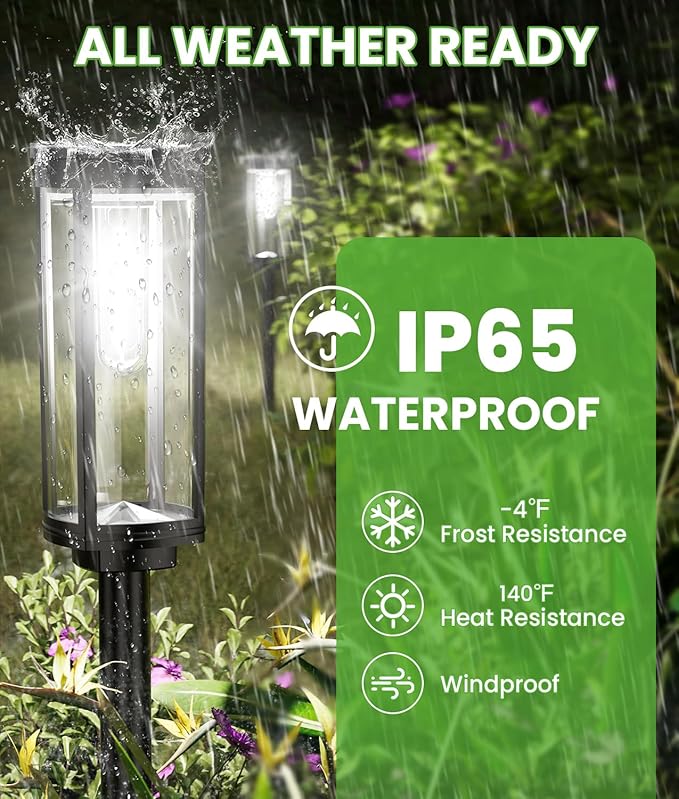 BITPOTT Bright Solar Pathway Lights, 12 Pack Solar Garden Lights Outdoor - Image 5