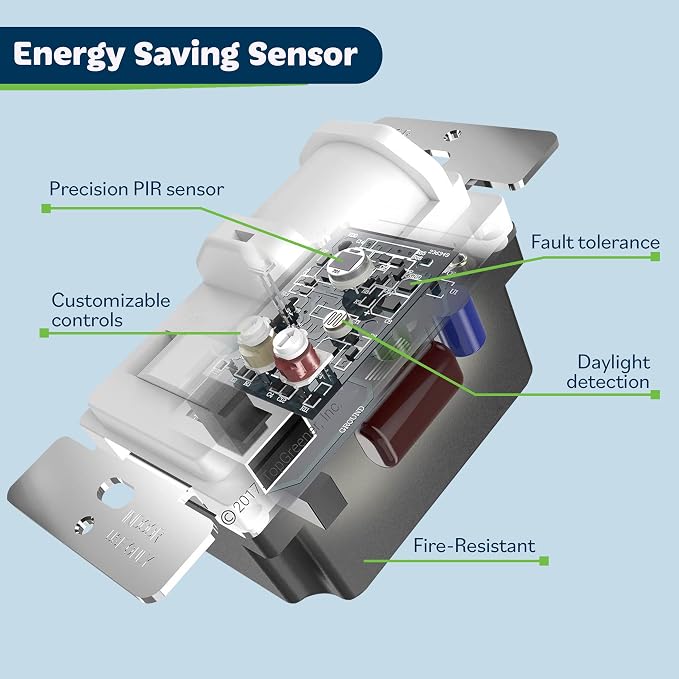TOPGREENER In-Wall PIR Motion Sensor Light Switch, Single Pole Occupancy Sensor - Image 7