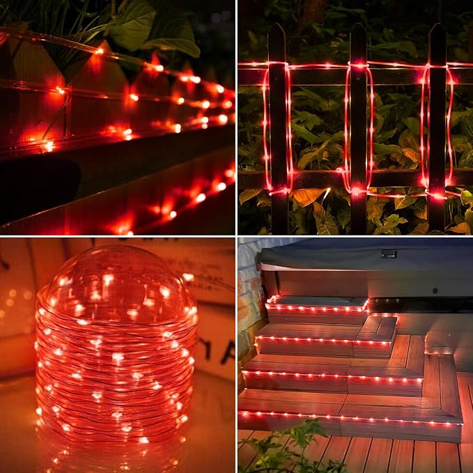 Solar Rope Lights, 2 Packs Total 66ft 200LED Solar String Lights, 8 Modes - Image 7