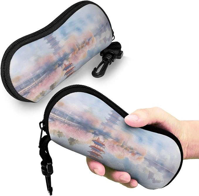 Watercolor Orca Whale Glasses Case Neoprene Portable Zipper Eyeglass Bag - Image 7