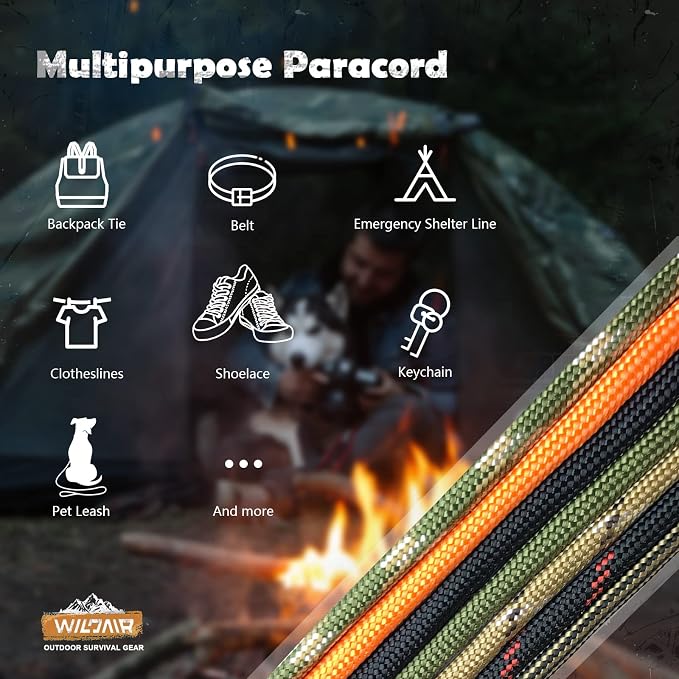 WILDAIR Paracord Survival Paracord Parachute Fire Cord Survival Ropes 4-in-1 - Image 5