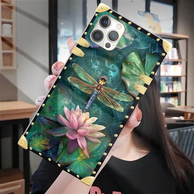 Compatible with iPhone 12 Case, Colourful Dragonfly Pink Lily Pads Luxury - Image 7