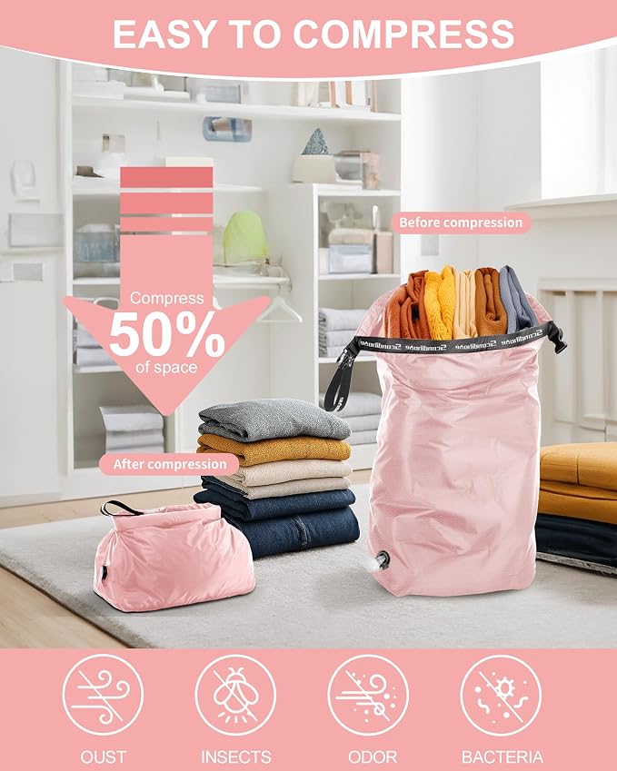 Travel Laundry Bag, Pump-free Vacuum Compression Dirty Clothes Bag, Large - Image 3