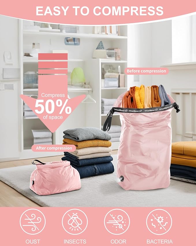 Travel Laundry Bag, Pump-Free Vacuum Compression Dirty Clothes Bag, Medium - Image 3
