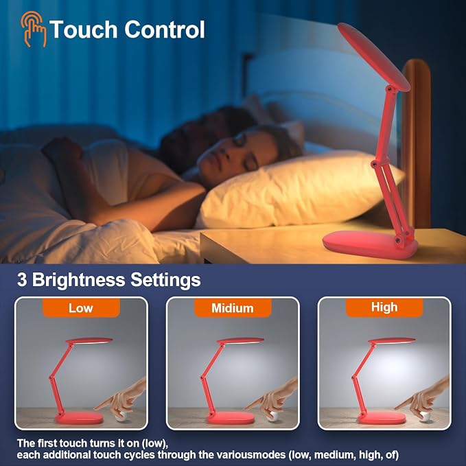 Akejrym LED Desk Lamp for Office Home & Battery Operated Lamp Rechargeable Lamp - Image 2