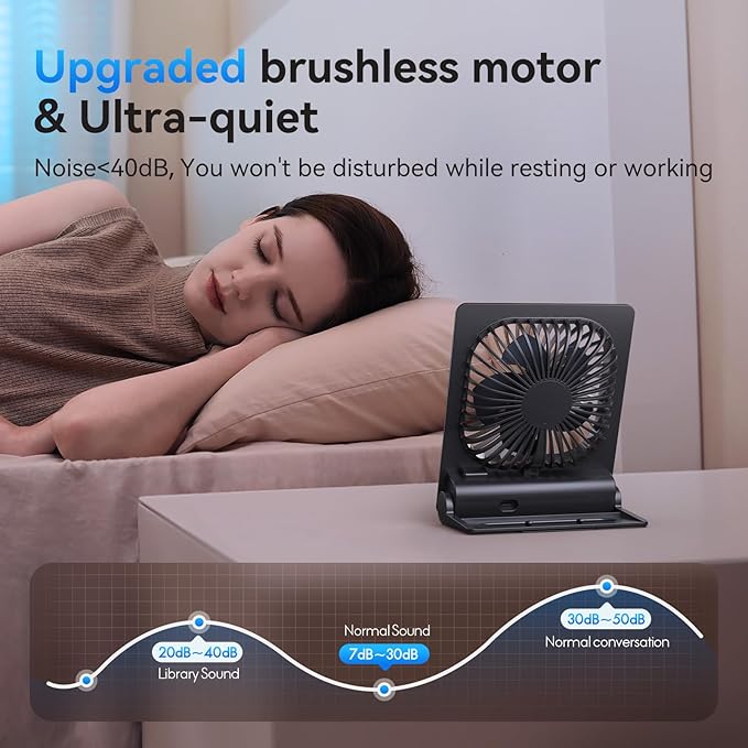 Desk Fan, 6.61''Ultra-thin 5000mAh Battery Powered Fan - Image 3