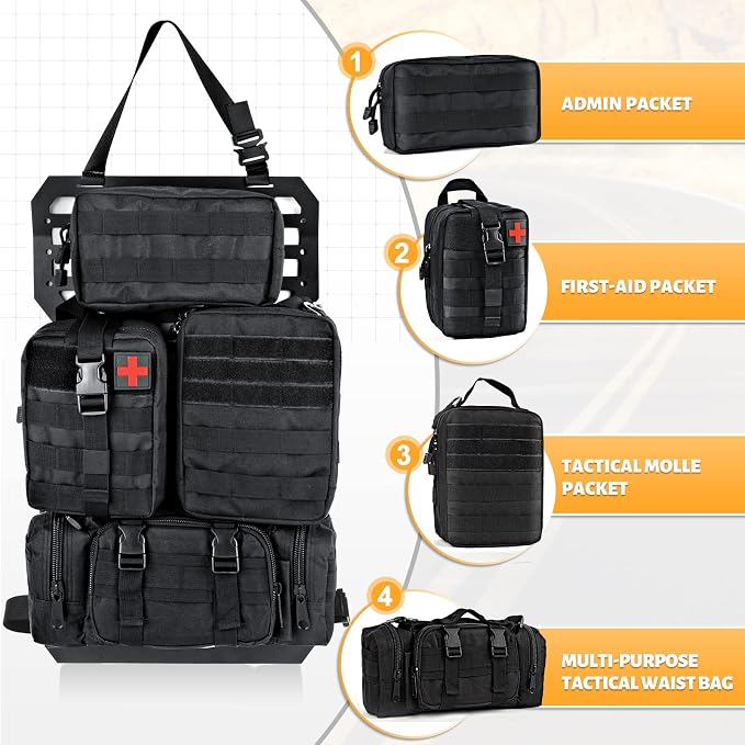 MAIKER 2pcs Tactical Seat Back Molle Panel Compatible - Image 3