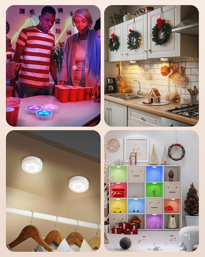 GOODEA.fun Puck Lights with Remote, 13 RGB Colors LED Under Cabinet Lights - Image 7