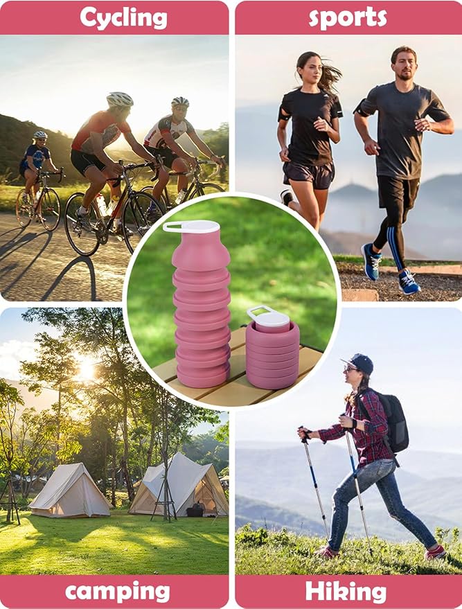 Collapsible Silicone Water Bottle - 20oz Foldable - Image 6