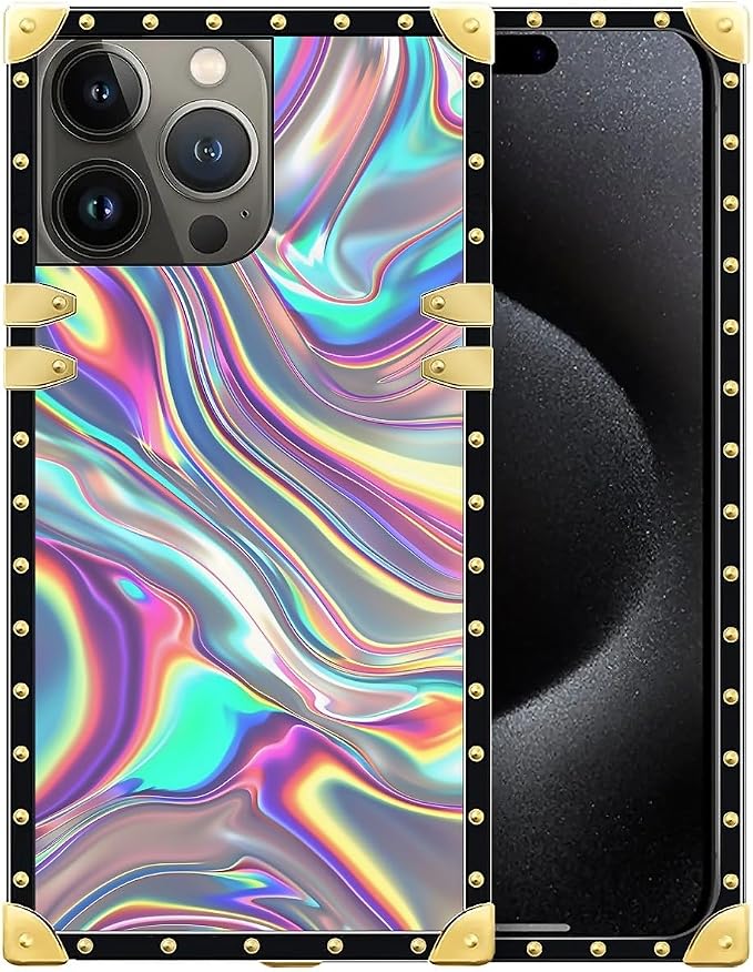 Compatible with iPhone 16 Pro Max Case, Holographic Abstract Iridescent by Unknown