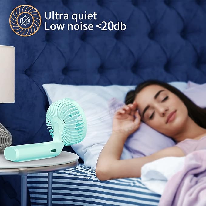 Peiyuu Portable Fan, 4000mAh USB Rechargeable, 180° Foldable Mini Desk Fan - Image 6