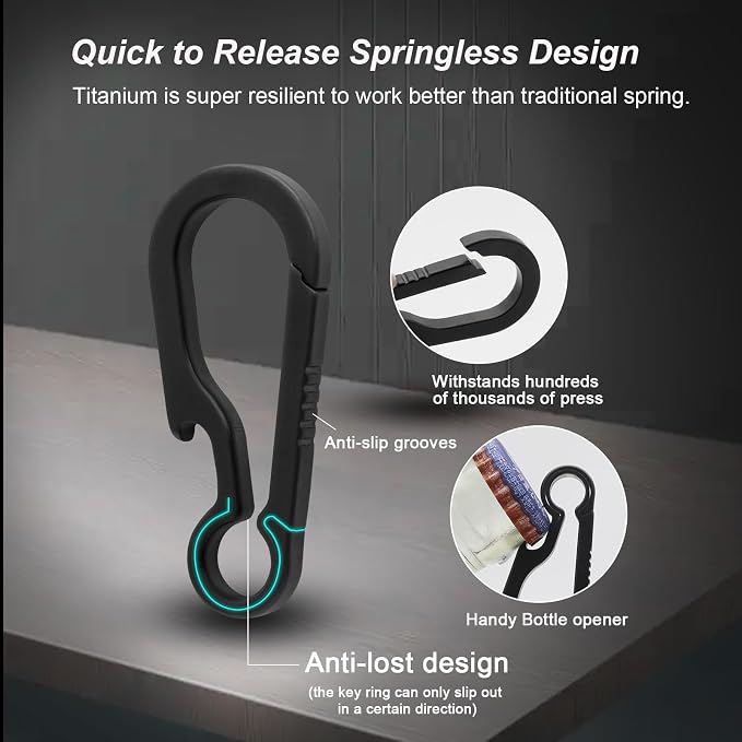PJYTAC Key Chain Clip Titanium Carabiner Keychain Quick Release Carabiner - Image 8