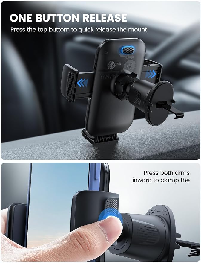 Lamicall 2026 Wider Clamp & Metal Hook Car Phone Holder Vent Phone Holders - Image 6