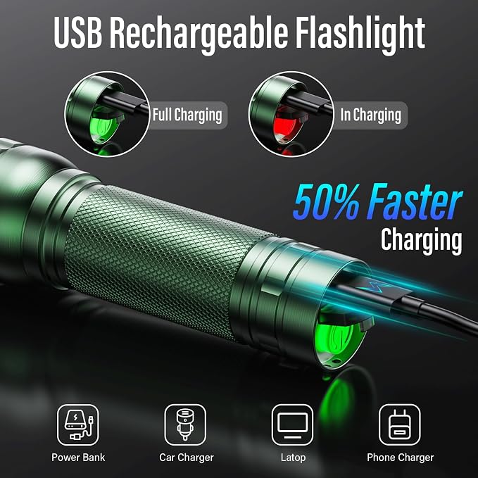 Rechargeable Flashlights High Lumens, G1000 Super Bright Flash Light, Small - Image 2