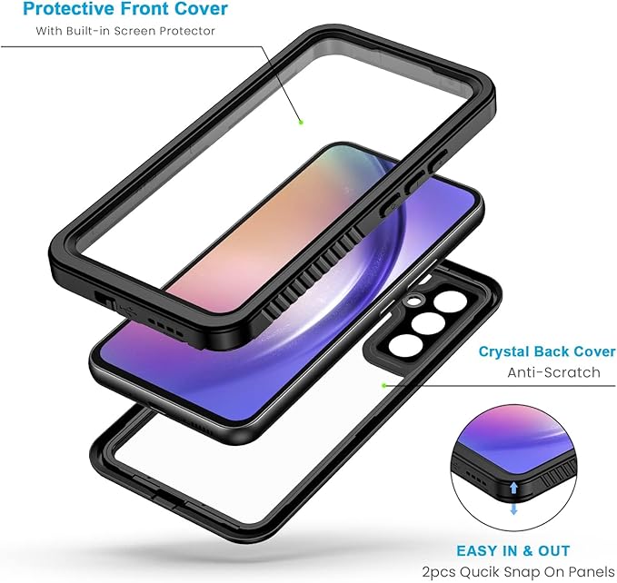Lanhiem for Samsung Galaxy A54 5G Phone Case, IP68 Waterproof Dustproof - Image 3
