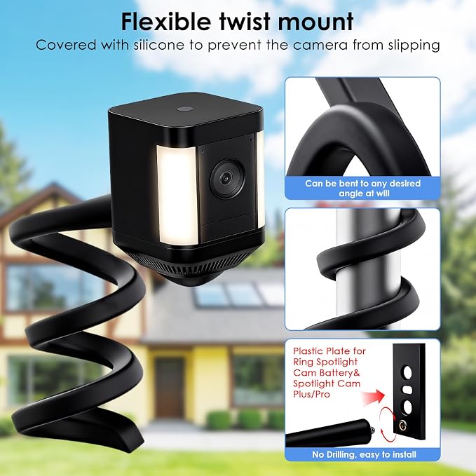 2Pack Flexible Twist Mount for Ring Stick Up Cam Battery/Plug-in 3rd Gen/Ring - Image 6