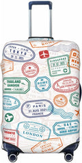 Luggage Cover with World City Stamps & Airplane Pattern, Suitcase Protector by XBFCDN