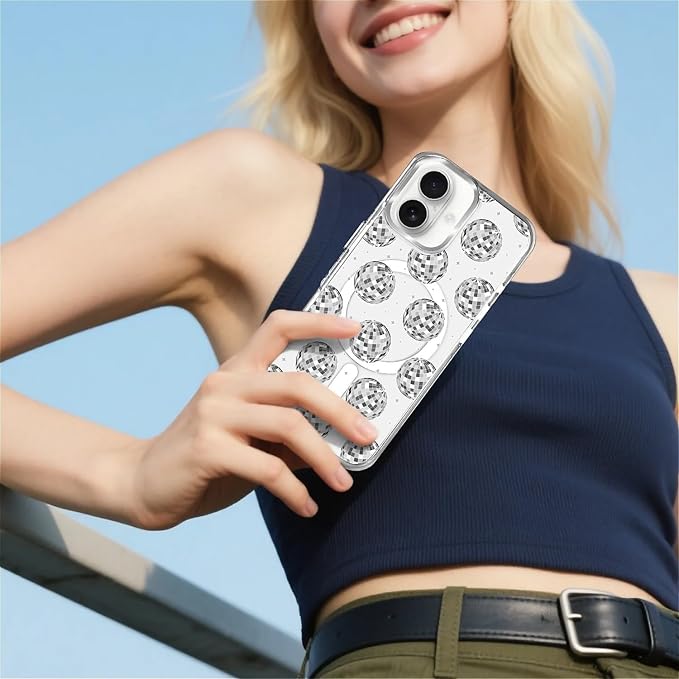Case for iPhone 16, Disco Ball Grayish White Phone Case Design，for Women Girls - Image 6