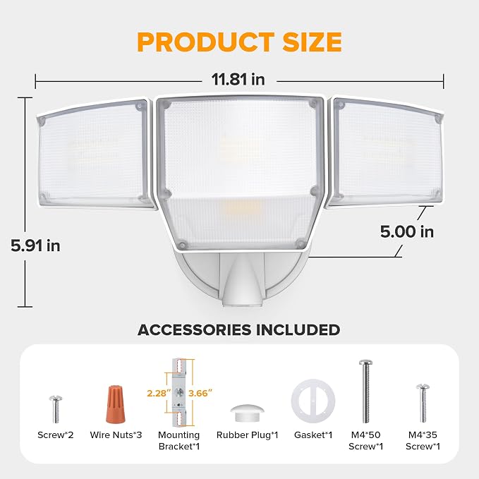LUTEC 80W Dusk to Dawn Flood Lights Outdoor, 9000LM Super Bright LED Security - Image 7