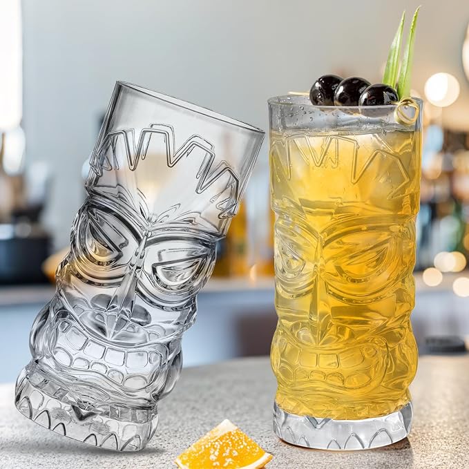 Hacaroa 8 Pack 17 Oz Plastic Tiki Cups, Mixed Drinks, Modern Bar, Restaurant - Image 5