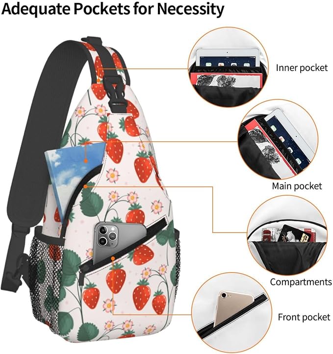 Strawberries Sling Bag For Women Men Fashion Strawberry Backpack Crossbody - Image 4