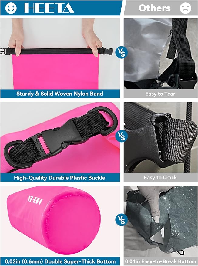 HEETA Waterproof Dry Bag for Women Men, 5L/10L/20L/30L/40L Roll Top Lightweight - Image 6