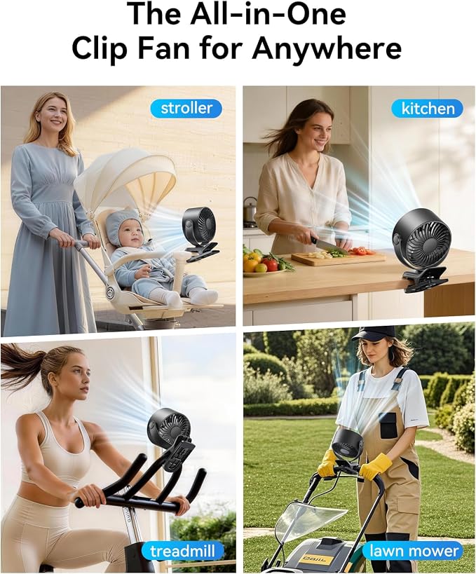 KIMMOO Portable Clip on Fan, 100-Speed Rechargeable USB Fan - Image 9