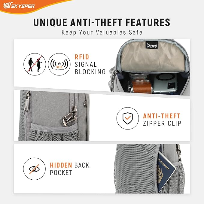SKYSPER Sling Bag RFID Cross Body Bag Recycled Crossbody Backpack Travel Daypack - Image 3