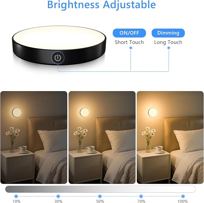 Ferswe Dimmable Touch Light, 3000K Rechargeable Touch Lights Stick on, Closet - Image 3