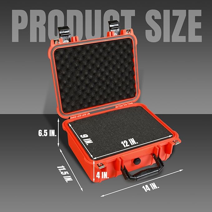 Jack Boss 14x 11.5x 6.5 Inch Hard Case, Portable Weather Waterproof Protective - Image 2