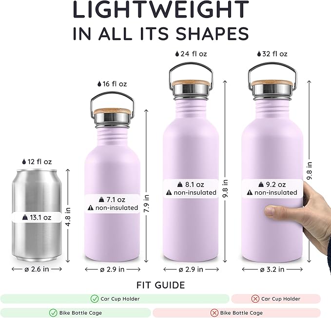 Bambaw Stainless Steel Water Bottle, 750 ml, Non-Insulated Water Bottle - Image 5