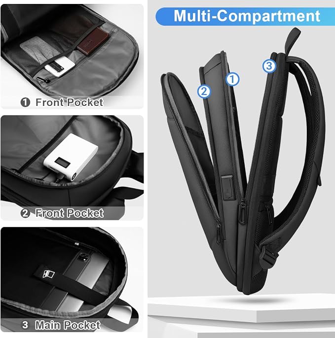 hk Business Backpack for Men 17 Inch, Slim & Expandable Waterproof Travel - Image 3