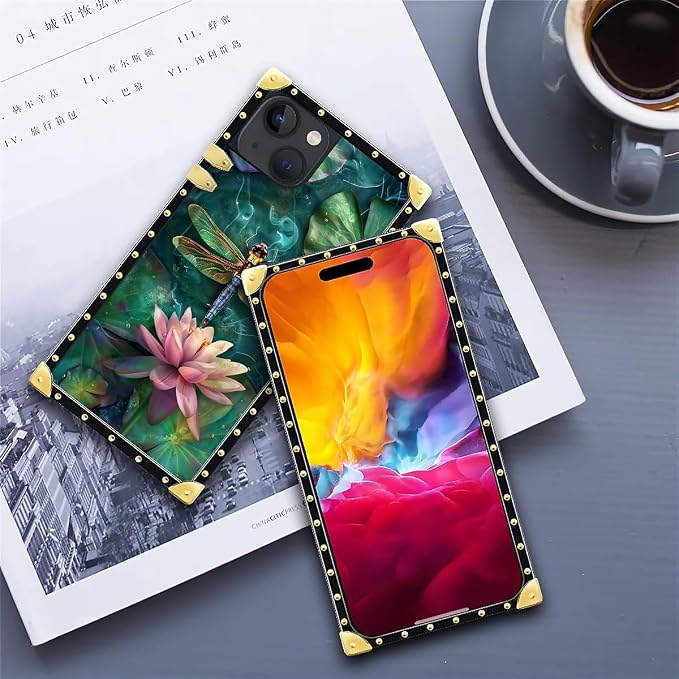 Compatible with iPhone 15 Case, Colourful Dragonfly Pink Lily Pads Luxury - Image 6