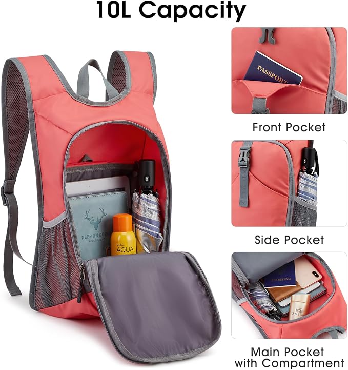 G4Free 10L Hiking Backpack, Lightweight Small Hiking Daypack Outdoor Travel - Image 4