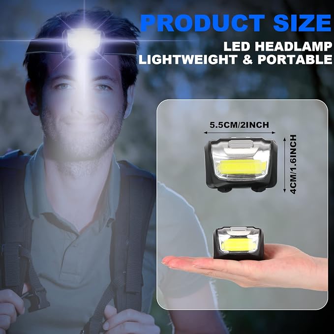 Macarrie 18 Pack LED Headlamps IPX4 Waterproof 3 Modes Headlamp Flashlight - Image 2
