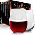 Vivocci Unbreakable Plastic Stemless Wine Glasses 20 oz | 100% Tritan Heavy by Vivocci