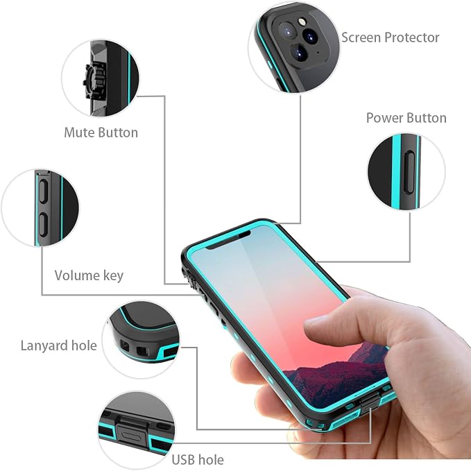 Compatible with iPhone 11 Pro Max Case, Waterproof Full Body Rugged Clear Slim - Image 5