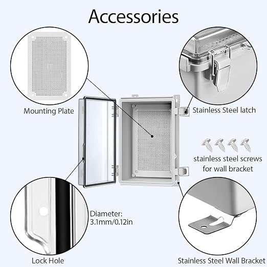 LeMotech Electrical Box, IP67 Waterproof Hinged Clear Cover Stainless Steel - Image 4