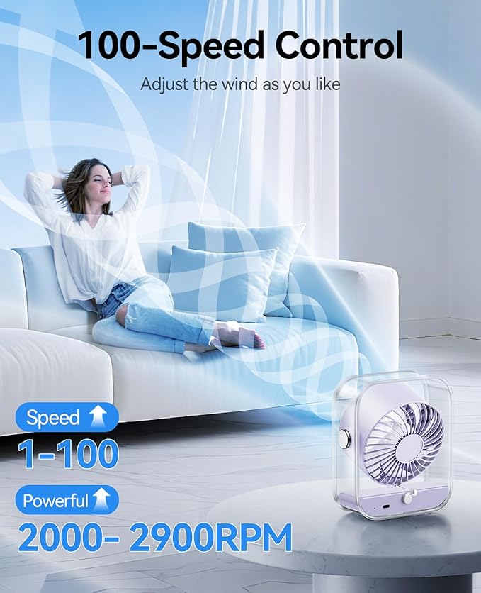 KIMMOO USB Desk Fan, Quiet Table Fan - Image 3